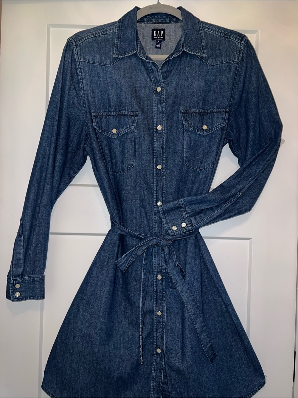GAP 1969 Denim Western Shirt Dress Dark Indigo